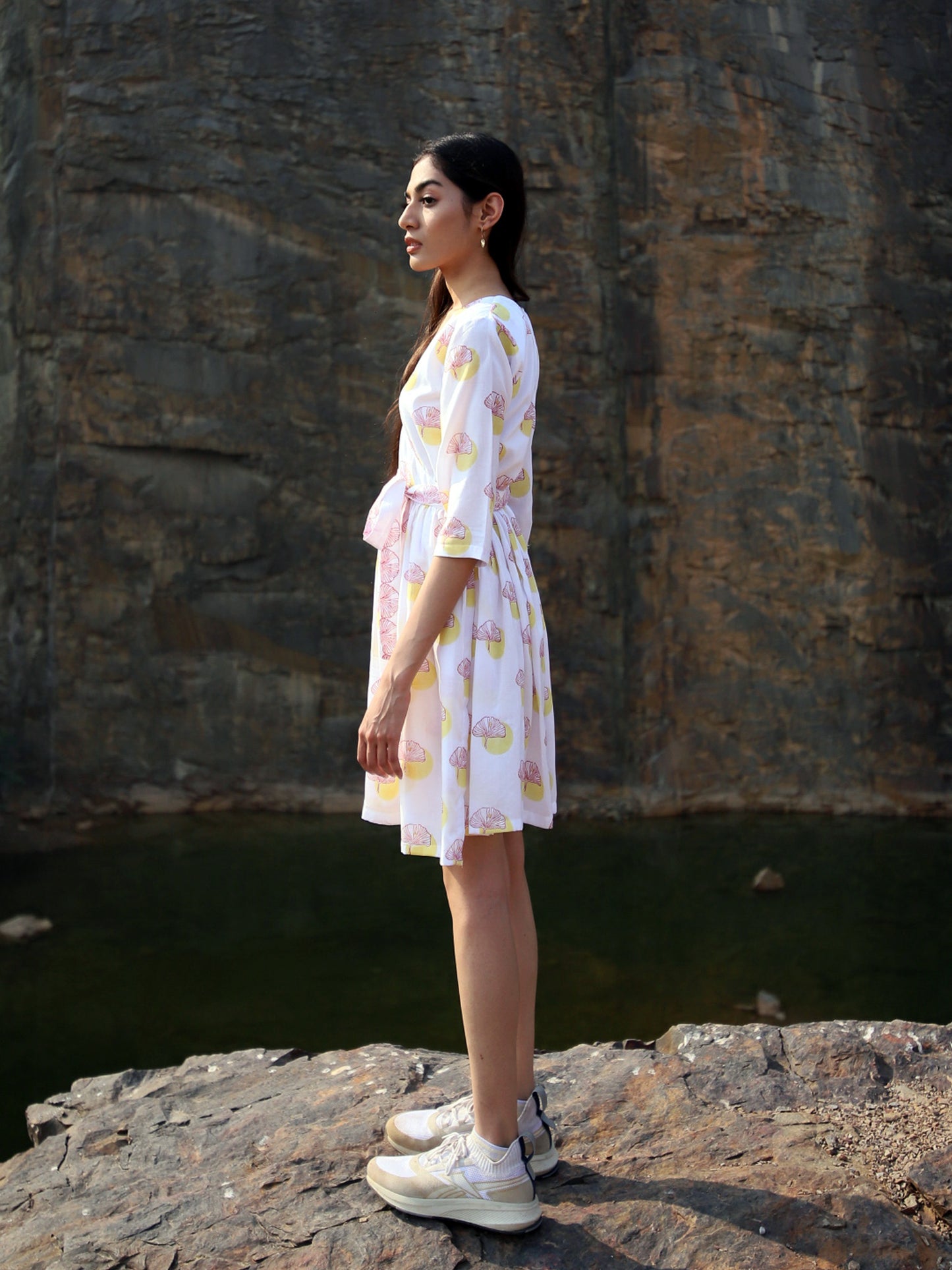 Block Printed Wrap Dress
