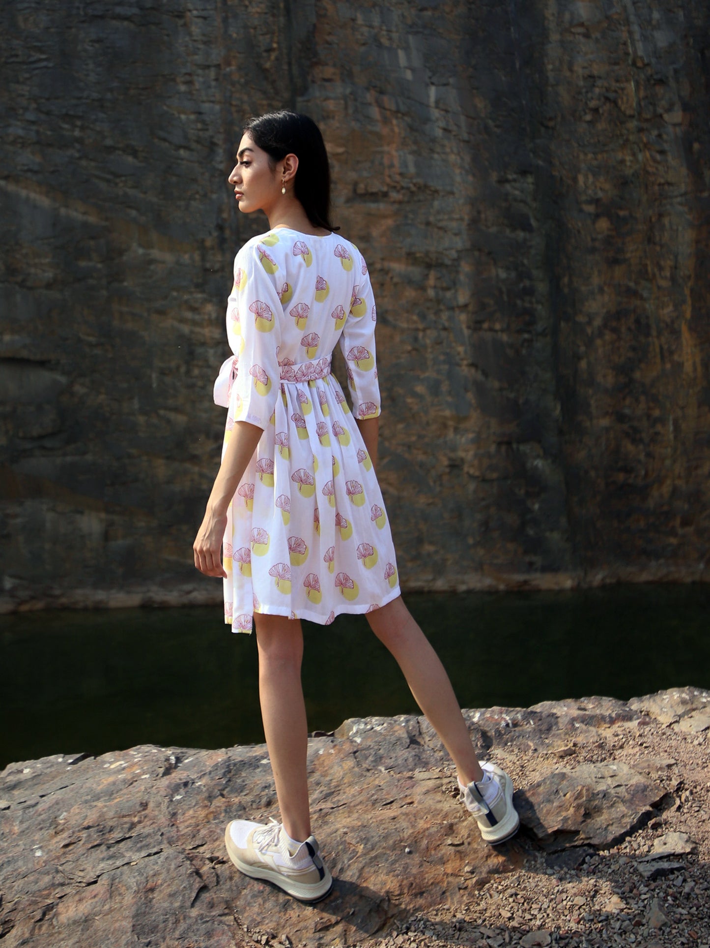 Block Printed Wrap Dress
