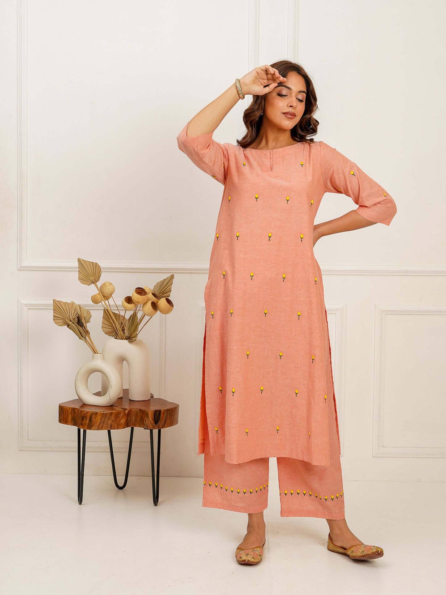 Tulip Embroidered Long Kurta