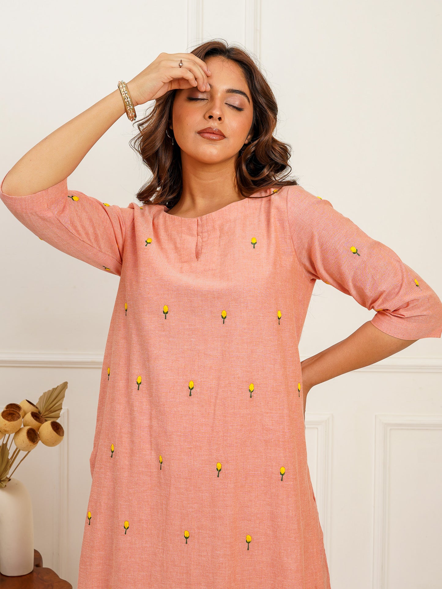 Tulip Embroidered Long Kurta