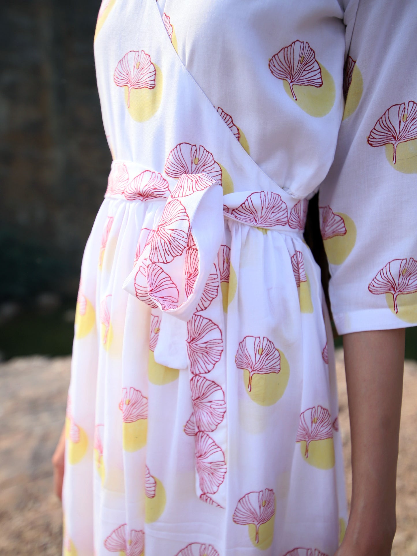 Block Printed Wrap Dress
