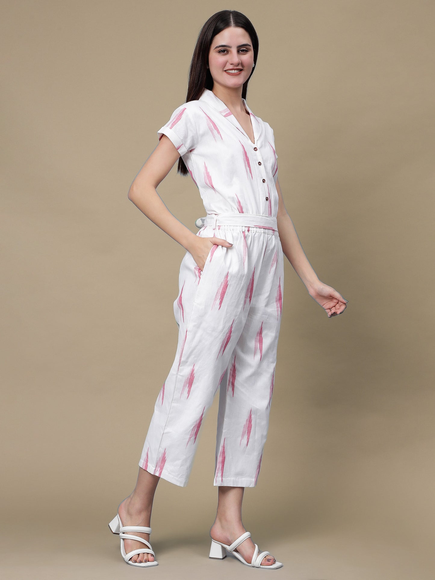 White Ikat Jumpsuit