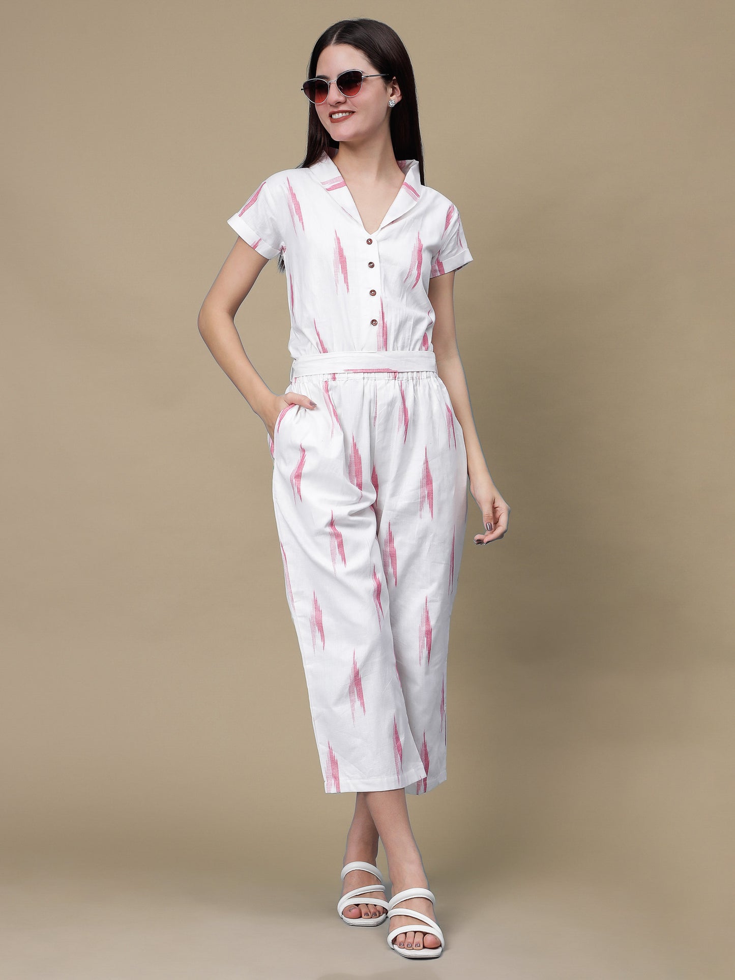 White Ikat Jumpsuit