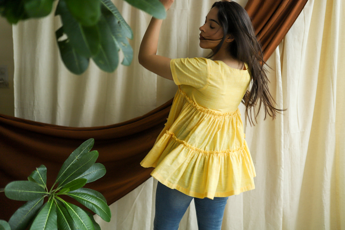 Round Neck Frilled Tiered Top