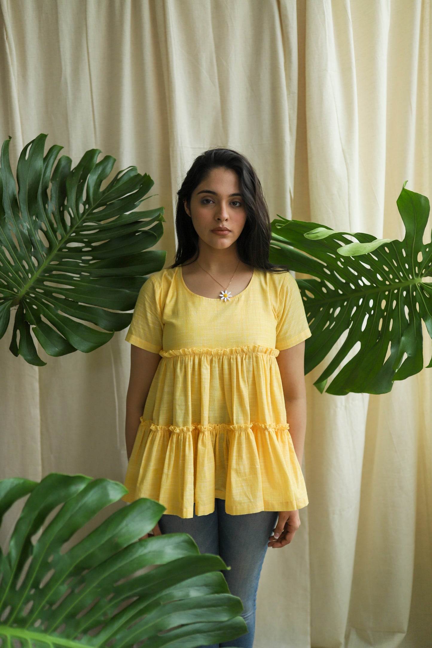 Round Neck Frilled Tiered Top