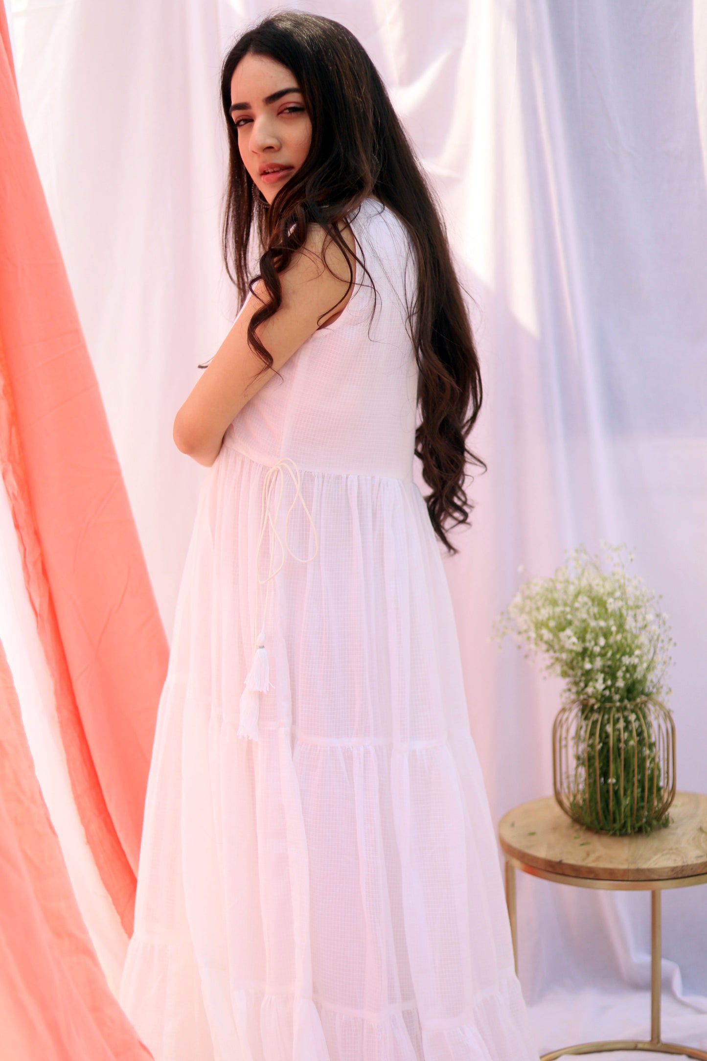 Kotadoria White Tiered Dress