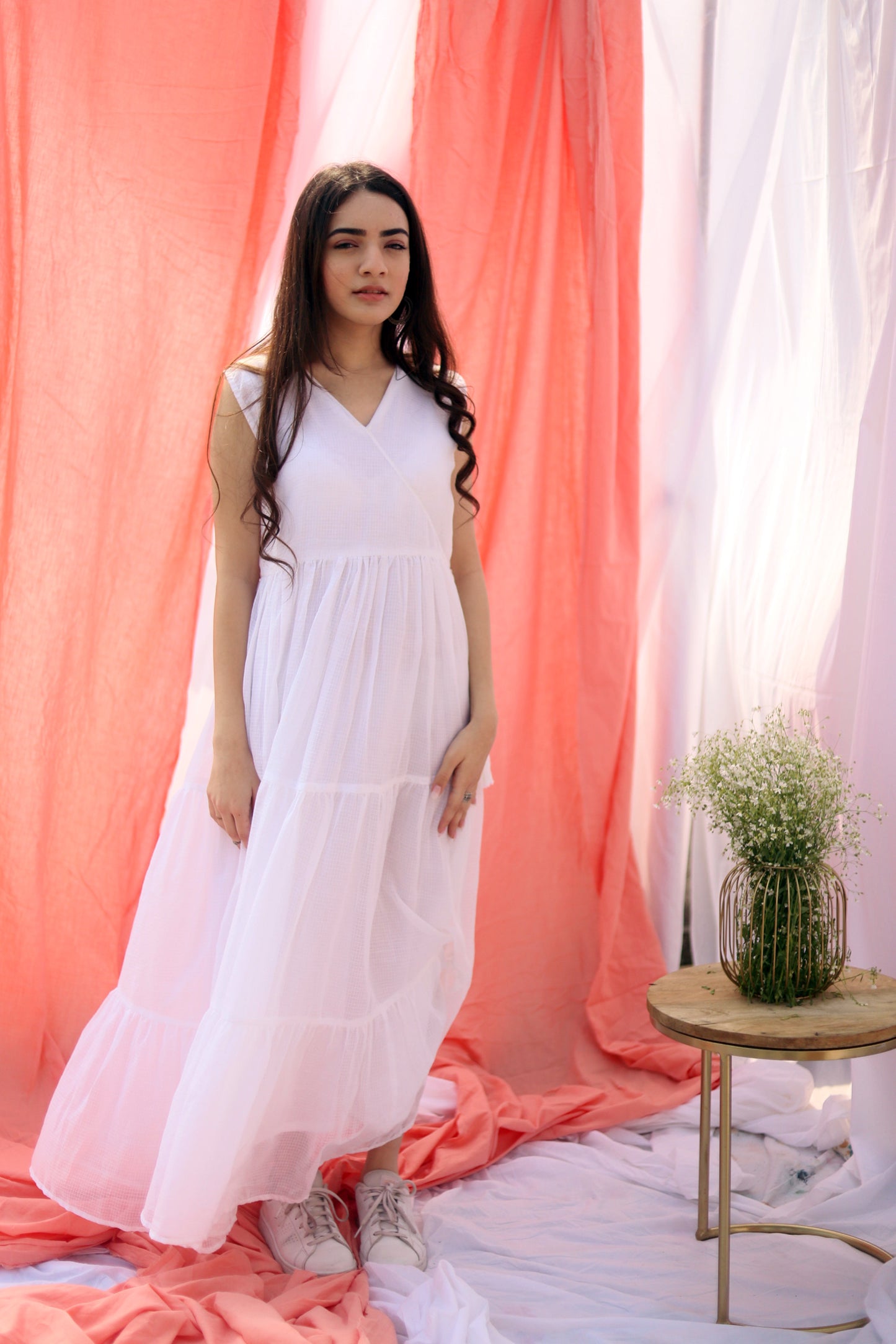 Kotadoria White Tiered Dress