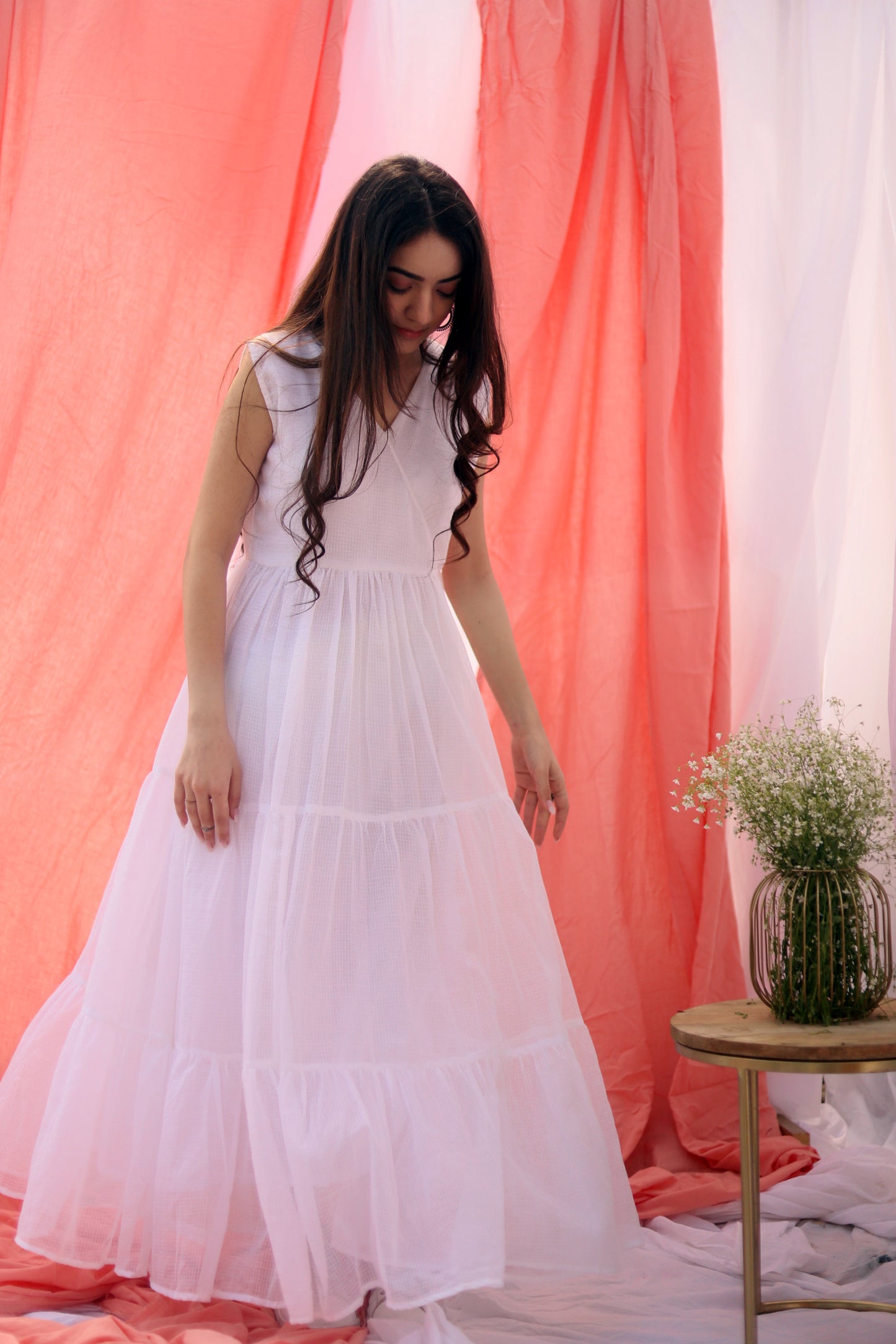 Kotadoria White Tiered Dress