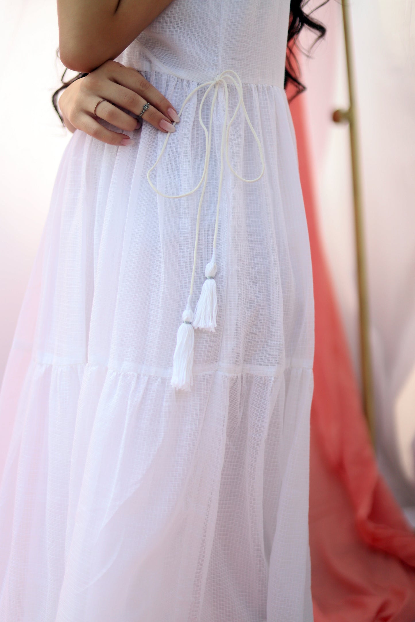 Kotadoria White Tiered Dress