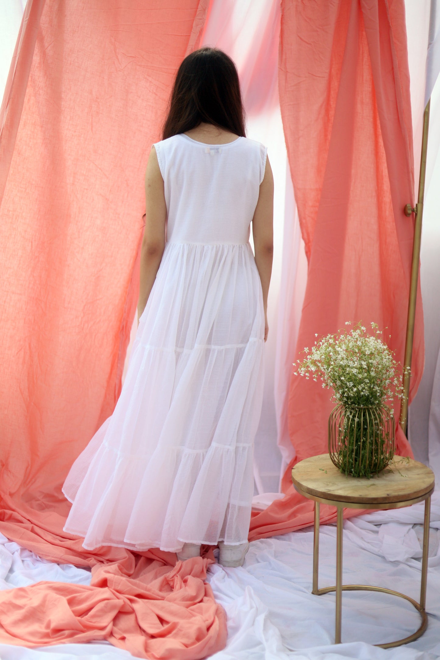Kotadoria White Tiered Dress