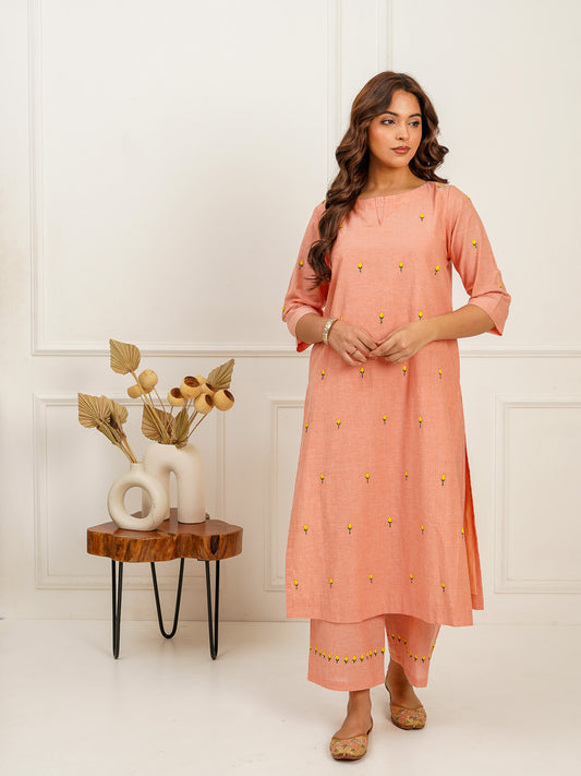 Tulip Embroidered Long Kurta