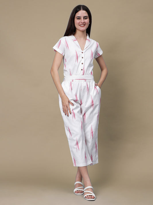 White Ikat Jumpsuit