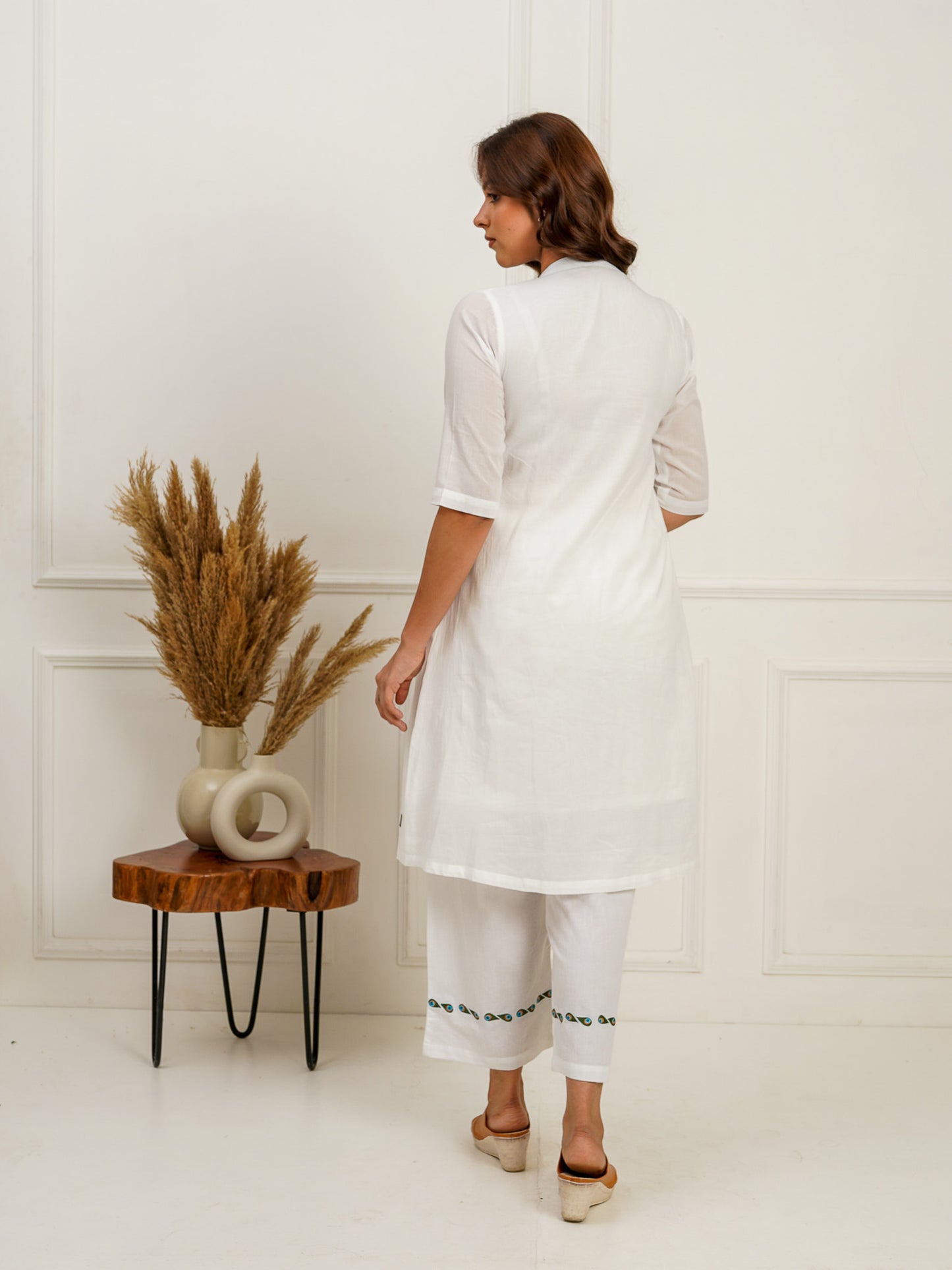 A-Line Embroidered Pintucks Kurta