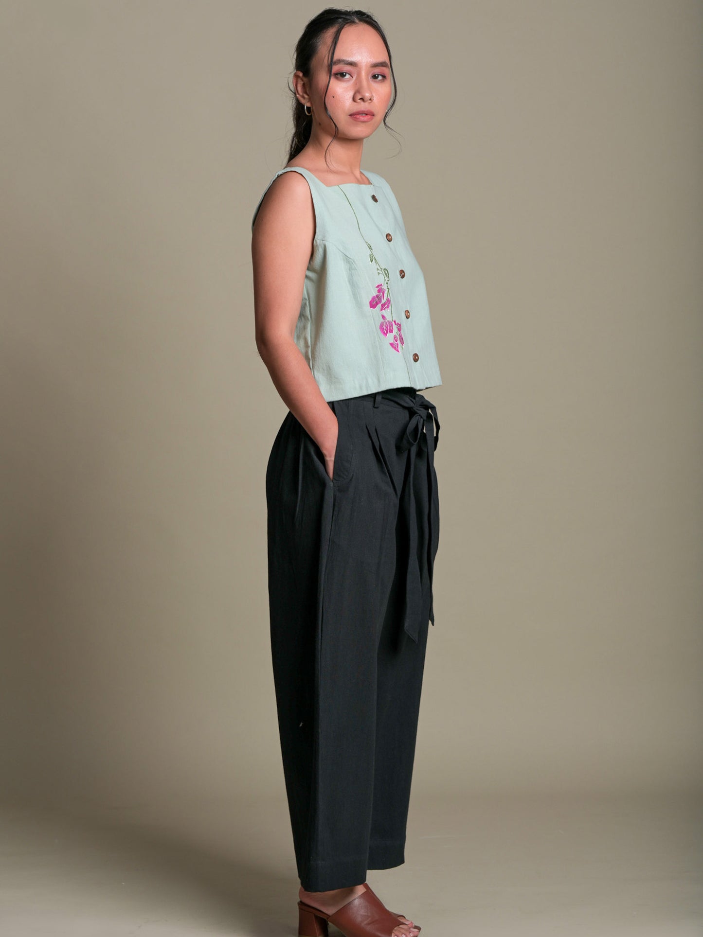 Solid Black Culotte Trousers