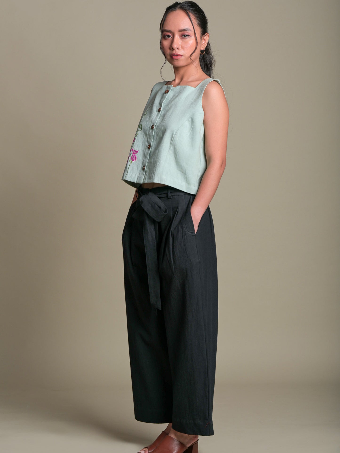 Solid Black Culotte Trousers