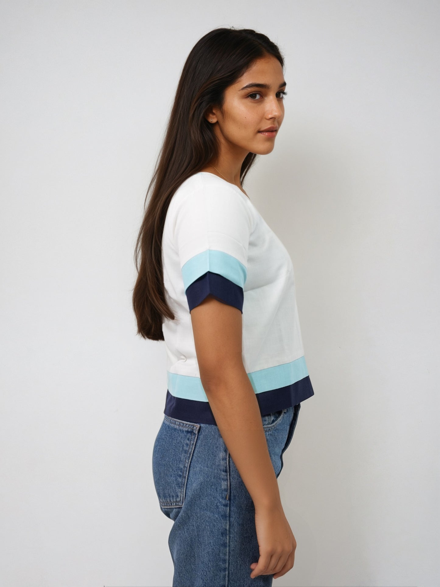 Layered T-Shirt White/Blue