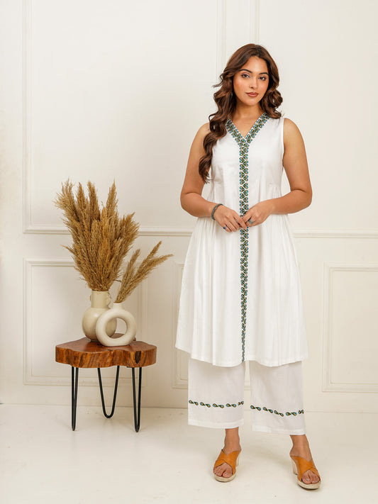 Peacock Embroidered A-Line Kurti