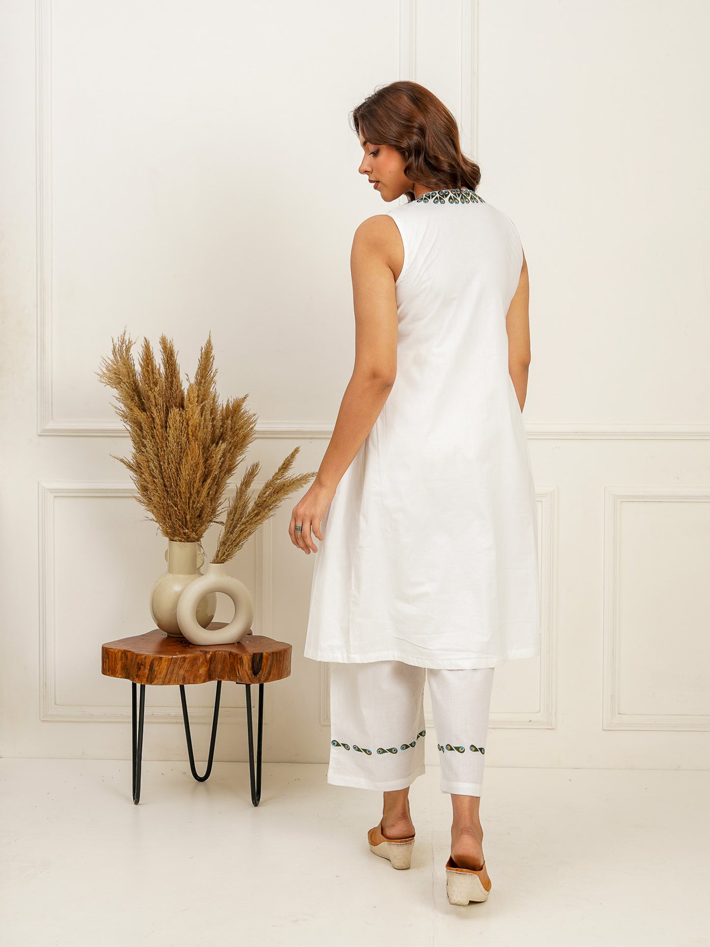 Peacock Embroidered A-Line Kurti